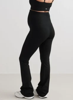 Black Ribbed Seamless Flare Maternity Tights><noscript><img data-lazyloaded=