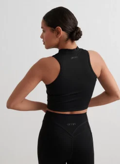 Black Sculpting Racer Front Zip Top><noscript><img data-lazyloaded=