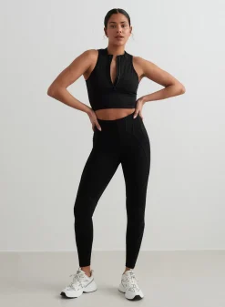 Black Sculpting Racer Front Zip Top><noscript><img data-lazyloaded=