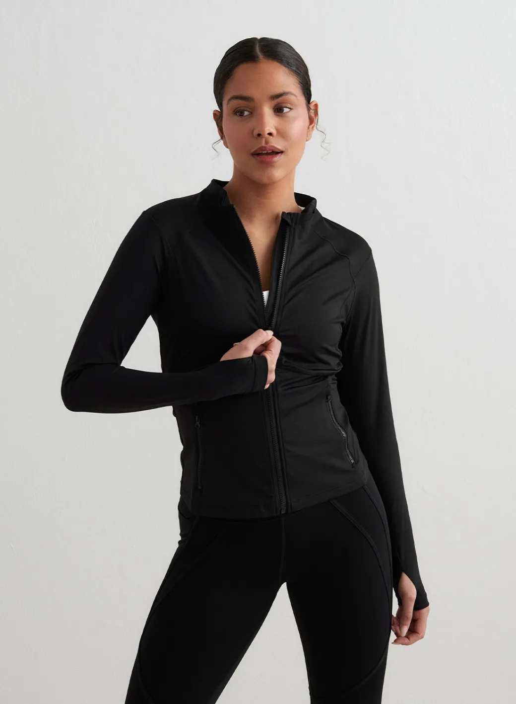 Black Sculpting Zip Jacket>AIM’N Outlet