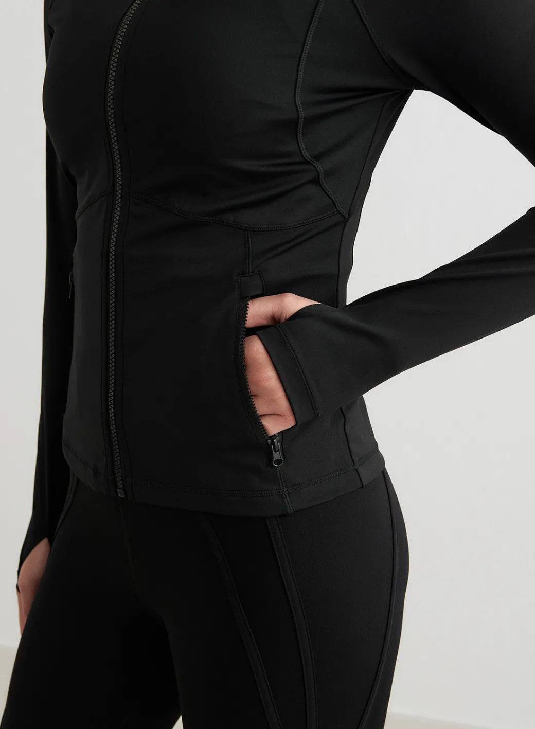 Black Sculpting Zip Jacket>AIM’N Outlet