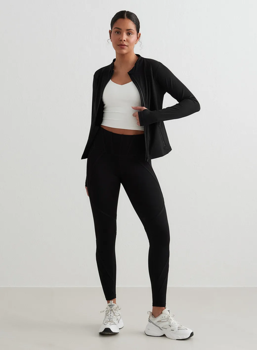 Black Sculpting Zip Jacket>AIM’N Outlet