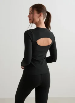 Black Sense Cutout Back Long Sleeve><noscript><img data-lazyloaded=