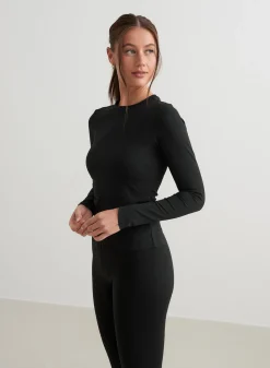 Black Sense Cutout Back Long Sleeve><noscript><img data-lazyloaded=