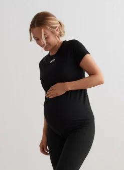 Black Soft Basic Maternity Short Sleeve><noscript><img data-lazyloaded=