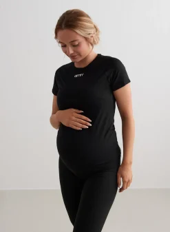 Black Soft Basic Maternity Short Sleeve><noscript><img data-lazyloaded=