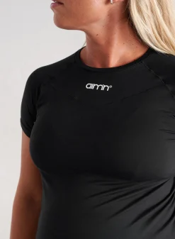 Black Soft Basic Maternity Short Sleeve><noscript><img data-lazyloaded=