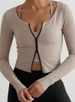 Ribbed Performance Zipped Cardigan><noscript><img data-lazyloaded=