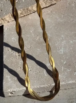 Gold Waterproof Braid Necklace><noscript><img width=