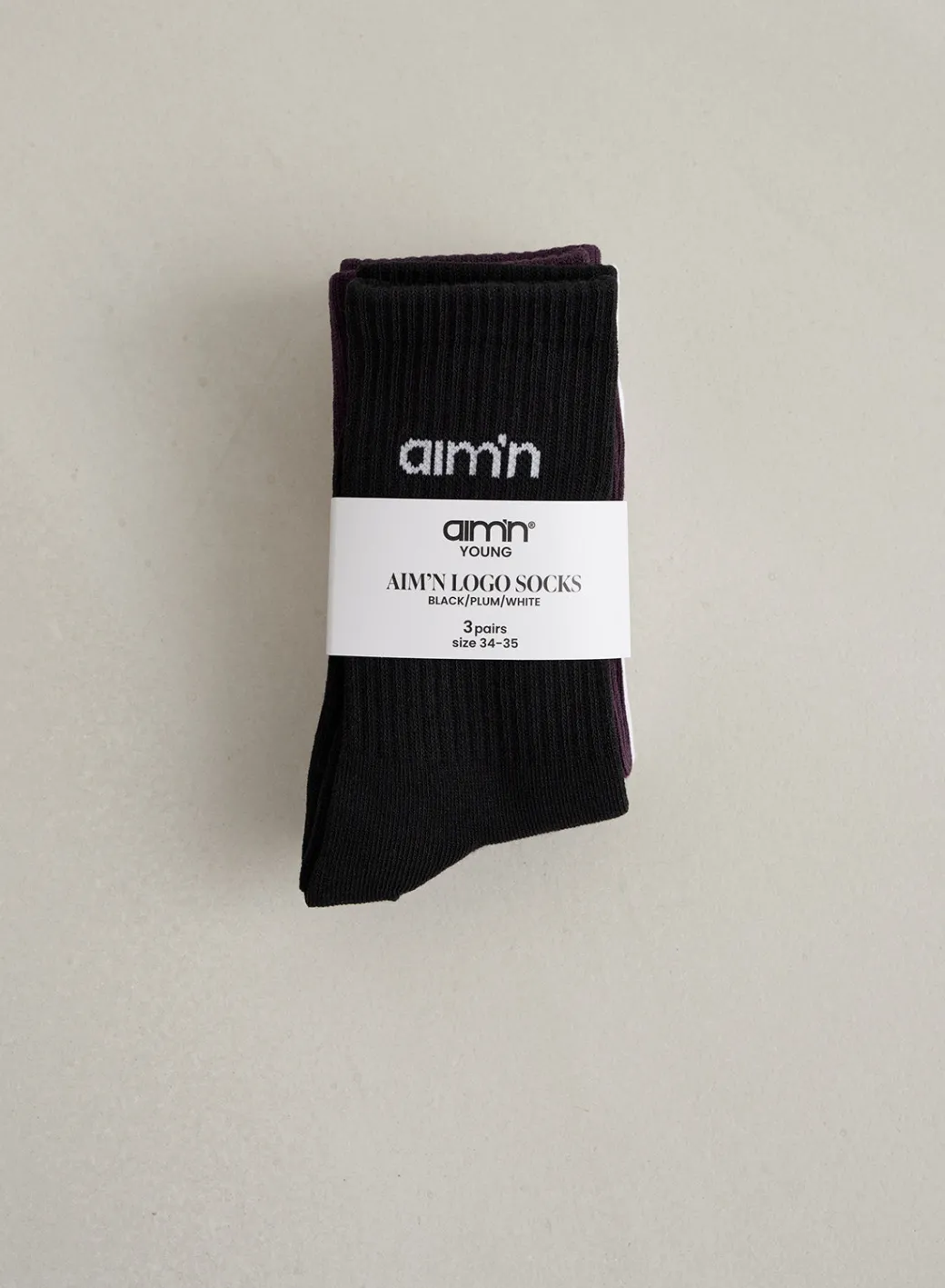 Midnight Plum Young Aim'n Logo Socks 3-pack>AIM’N