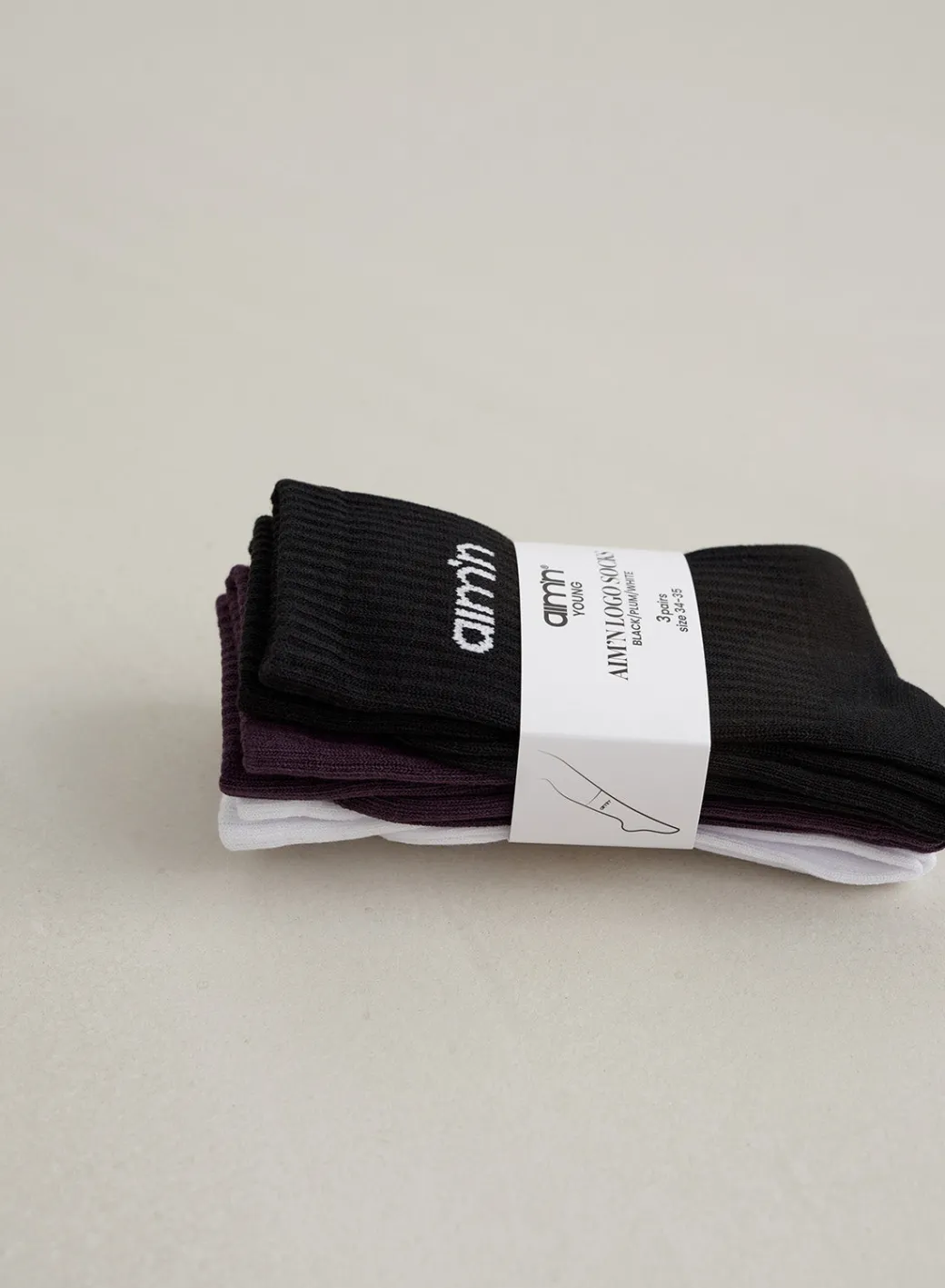 Midnight Plum Young Aim'n Logo Socks 3-pack>AIM’N