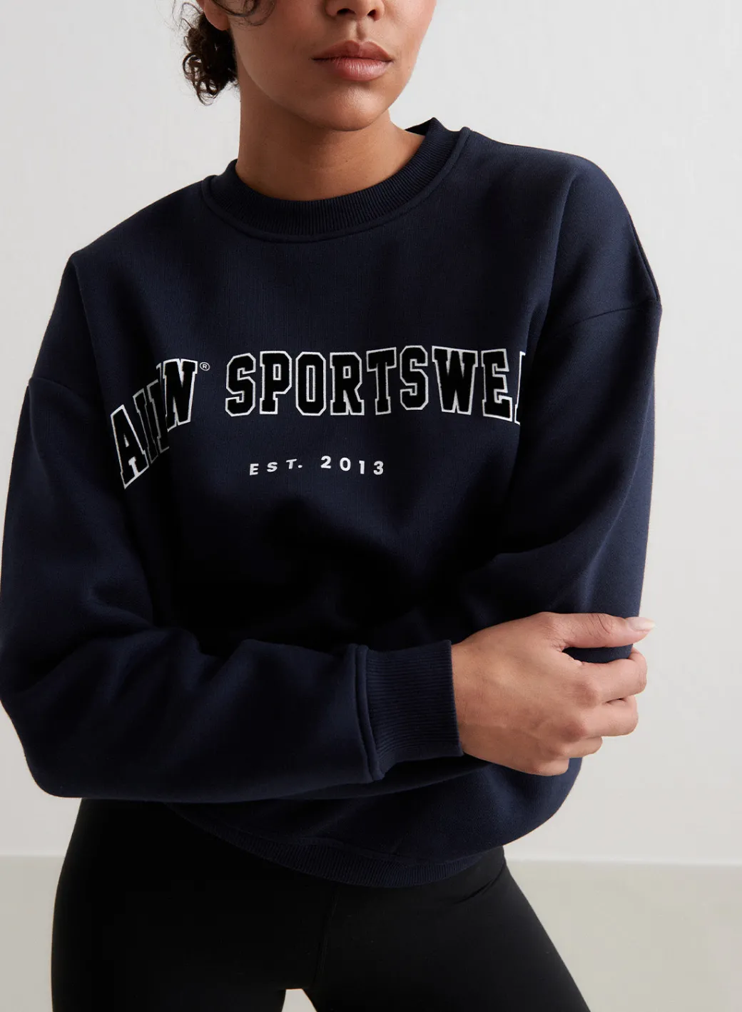 Navy Varsity Sweatshirt>AIM’N Outlet