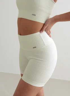 Off-White Ribbed Midi Biker Shorts><noscript><img data-lazyloaded=