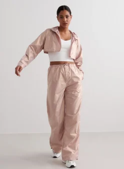 Metallic Plain Parachute Pants><noscript><img data-lazyloaded=