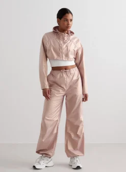 Metallic Plain Parachute Pants><noscript><img data-lazyloaded=