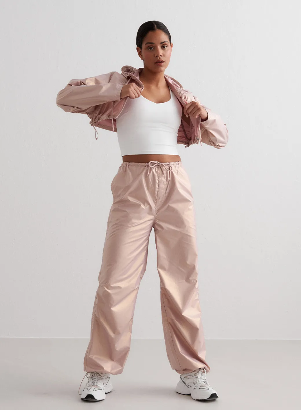 Metallic Plain Parachute Pants>AIM’N Discount