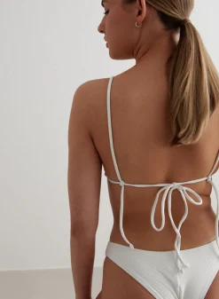 White Ribbed Triangle Bikini Bra><noscript><img data-lazyloaded=